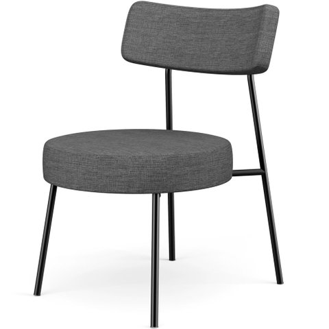 Poltrona Decorativa Para Sala De Estar Base Fixa Londres L02 Linho Cinza Escuro - Lyam Lyam Decor