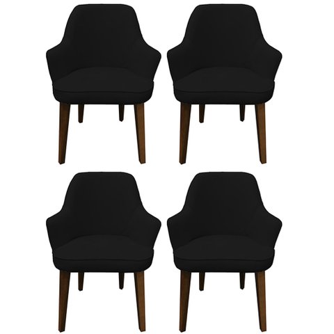 Kit 4 Cadeiras Decorativa Lara Suede Preto - Dominic Decor