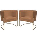 Ver imagem 1 de Kit 02 Poltronas Decorativas Betina Base Aço Ouro Fosco Bouclé Terracota - Nexta Casa
