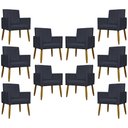 Ver imagem 1 de Kit 10 Poltronas Decorativas Mari Pé Palito Castanho - Preto Suede