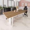 Ver imagem 1 de Mesa de Escritório Reunião F5 Office 200cm Macadâmia com Branco