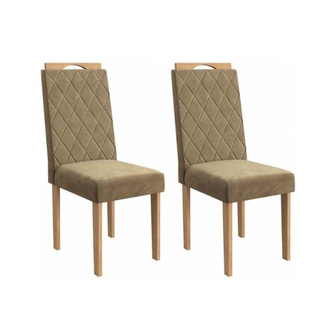 Cadeira Sala de Jantar 2cad153 Kit 2 Un Freijo/veludo Bege A036 - Kappesberg
