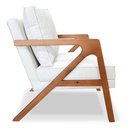 Ver imagem 4 de Poltrona Decorativa Luiza Linho Bouclê Off White Base em Madeira Castanho - Pallazio