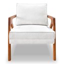 Ver imagem 3 de Poltrona Decorativa Luiza Linho Bouclê Off White Base em Madeira Castanho - Pallazio