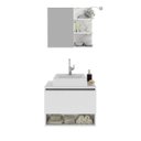 Ver imagem 2 de Kit Gabinete Suspenso com Espelho e Cuba Branco Mármore Branco Tecno Mobili