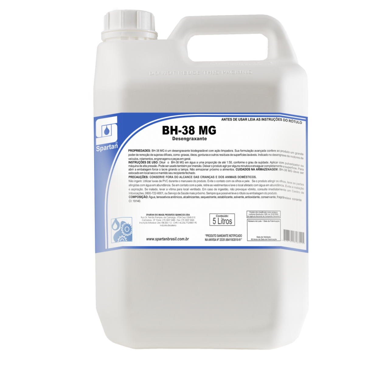 Desengraxante Industrial Biodegradável Bh-38 Mg 5l Spartan