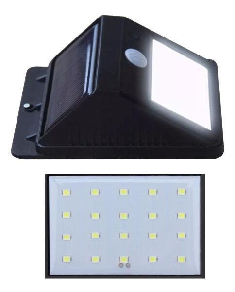 Luminária Arandela Solar 20 Leds Sensor de Presença