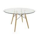 Ver imagem 2 de Conjunto Mesa Eames Eiffel Redonda Vidro 90cm + 4 Cadeiras Saarinen Wood - Cinza