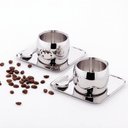 Ver imagem 2 de Kit para Café com Xícara, Pires Quadrado e Colher Tramontina 64430800 80ml Inox