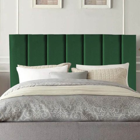 Cabeceira Estofada Carla 100CM Solteiro Suede Verde - D A DECOR
