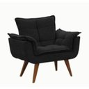 Ver imagem 1 de Poltrona Opala Suede Preto com Pés Palito Castanho
