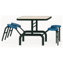 Ver imagem 2 de Mesa para Refeitório Escamoteável 04 Lugares Mdp Branco de 25 Mm - Assento Azul - 50404