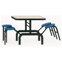 Ver imagem 4 de Mesa para Refeitório Escamoteável 04 Lugares Mdp Branco de 25 Mm - Assento Azul - 50404