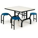 Ver imagem 5 de Mesa para Refeitório Escamoteável 04 Lugares Mdp Branco de 25 Mm - Assento Azul - 50404