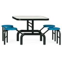 Ver imagem 6 de Mesa para Refeitório Escamoteável 04 Lugares Mdp Branco de 25 Mm - Assento Azul - 50404