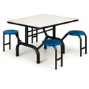 Ver imagem 1 de Mesa para Refeitório Escamoteável 04 Lugares Mdp Branco de 25 Mm - Assento Azul - 50404