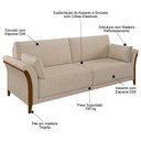 Ver imagem 3 de Kit Sofá Living 3 Lugares e Poltrona 102cm Pés Madeira Roya M22 Linho Cru - Mpozenato