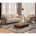 Ver imagem 2 de Kit Sofá Living 3 Lugares e Poltrona 102cm Pés Madeira Roya M22 Linho Cru - Mpozenato