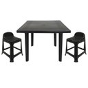 Ver imagem 1 de Mesa Quadrada Plástico Desmontável 90cm Preta + 2 Banquetas com Encosto
