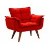 Poltrona Opala Suede Vermelho com Pés Palito Castanho - 2
