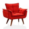 Poltrona Opala Suede Vermelho com Pés Palito Castanho - 1