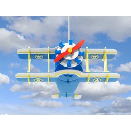 LUSTRE PENDENTE AVIÃO AZUL/AMARELO/BRANCO SEM TREM DE POUSO - 4
