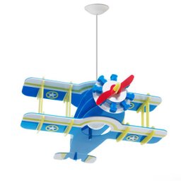 LUSTRE PENDENTE AVIÃO AZUL/AMARELO/BRANCO SEM TREM DE POUSO - 2