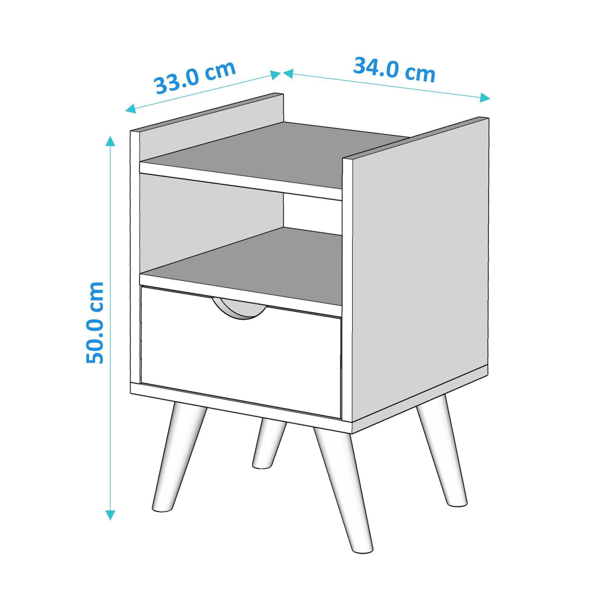 Mesa de Cabeceira para quarto solteiro ou casal Alice com pés estilo retrô moderno 1 gaveta - Cinza  - 5