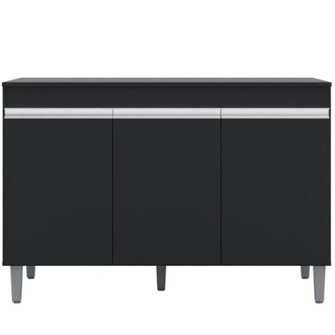 Gabinete Balcão Miriam 3 Portas para Cozinha Preto