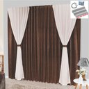 Ver imagem 1 de Cortina Bhaly Jacquard e Voal 4,00 X 2,50 para Trilho Comum - Tabaco