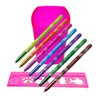 Kit Porta Canetas Régua Neon Rosa + Caneta Esfero 10 Cores - 1