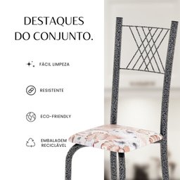 Conjunto de Mesa Tubular 70x70cm Tampo em Mdf Cinamomo com 4 Cadeiras Sara - 6