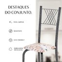 Ver imagem 6 de Conjunto de Mesa Tubular 70x70cm Tampo em MDF Cinamomo com 4 Cadeiras Sara Prata/Botanic Bege/Mart