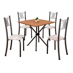 Conjunto de Mesa Tubular 70x70cm Tampo em Mdf Cinamomo com 4 Cadeiras Sara - 2