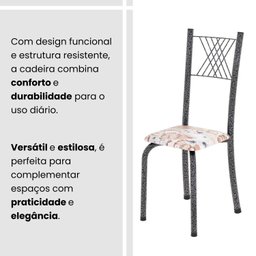 Conjunto de Mesa Tubular 70x70cm Tampo em Mdf Cinamomo com 4 Cadeiras Sara - 8