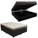Ver imagem 2 de Cama Box Baú Queen Suede Bipartido + Colchão Elegance Ortopédico Espuma D33 63x158x198 Preto