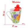 Kit Caneca Vintage Floral Estampada Cerâmica 330ml e Boneco Infr de Chá Silicone - 2