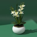 Ver imagem 6 de Arranjo Grande de Mini Orquídea Cymbidium Branca Artificial Branca