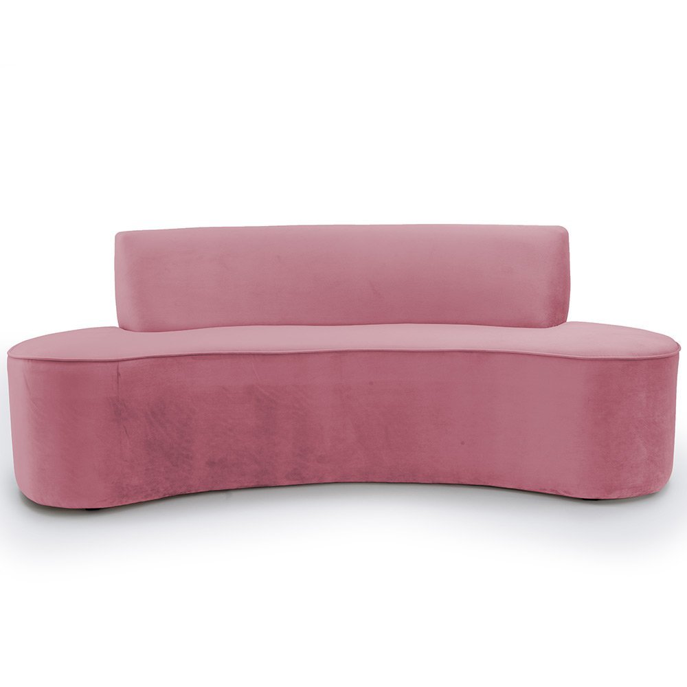 Sofá Curvo 03 Lugares 210 Cm Mônaco Veludo Rosa - Casaepoltrona - 7