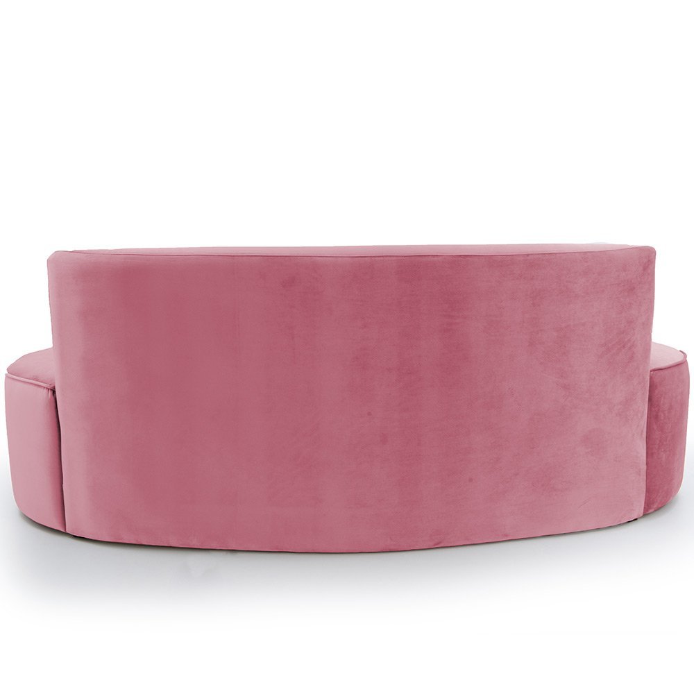 Sofá Curvo 03 Lugares 210 Cm Mônaco Veludo Rosa - Casaepoltrona - 6