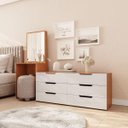 Ver imagem 1 de Cômoda Penteadeira Madri 6 Gavetas c/ Espelho 209x160cm Branco/Freijó 250805