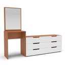 Ver imagem 2 de Cômoda Penteadeira Madri 6 Gavetas c/ Espelho 209x160cm Branco/Freijó 250805