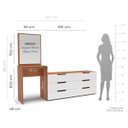Ver imagem 3 de Cômoda Penteadeira Madri 6 Gavetas c/ Espelho 209x160cm Branco/Freijó 250805