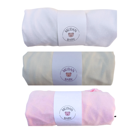 Kit 3 Pçs Lençol Avulso Malha Liso com Elástico Berço Americano Malha Hipoalergenico 160x98x12cm