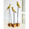 Trio de Pássaros em Madeira Escultura de Pássaro. Passarinho - 1