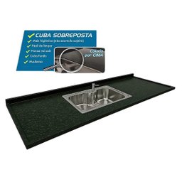 Pia de Cozinha Granito Verde Ubatuba 120cm com Cuba Gourmet: Verde Ubatuba - 3