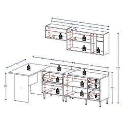 Cozinha Completa com Bancada e Balcão com Tampo e Rodapés 8 Peças Calábria Multimóveis - 4 Cozinha Completa com Bancada e Balcão com Tampo e Rodapés 8 Peças Calábria Multimóveis - 4