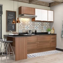 Cozinha Completa com Bancada e Balcão com Tampo e Rodapés 8 Peças Calábria Multimóveis - 1 Cozinha Completa com Bancada e Balcão com Tampo e Rodapés 8 Peças Calábria Multimóveis - 1