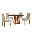 Ver imagem 1 de Conjunto Sala de Jantar Mesa Floripa 120x80cm Preto com 4 Cadeiras Dallas Linho Bege