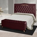 Ver imagem 2 de Kit Cabeceira de Cama Box e Calçadeira Baú Madri Casal 140cm Suede Bordo